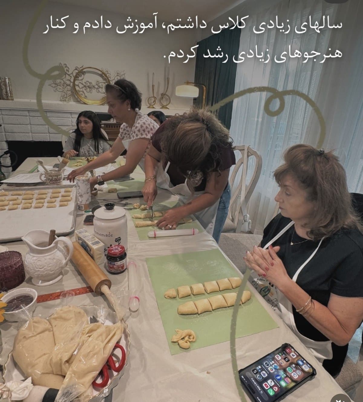 Saeedeh's story, part 4 of 11, written in Persian over a photograph from her kitchen